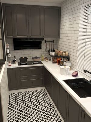 Modern Design Melamine White Kitchen Pantry Cabinet With Countertop