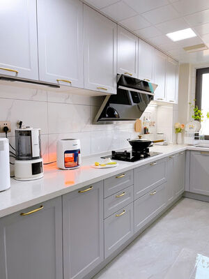 Direct Manufacturer Ready Made Finished Aluminum Glass Door Kitchen Cabinet