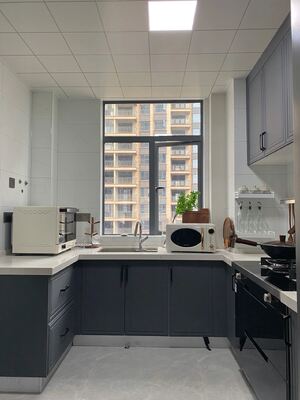 Laminated Melamine Finish Vertical Wood Grain Frameless Kitchen Cabinet For Home