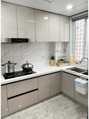 Modular Kitchen Cabinet Design With Rta Lacquer Finish For Residence