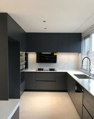 Modern Kitchen Cabinet with Marble Countertop for Apartments