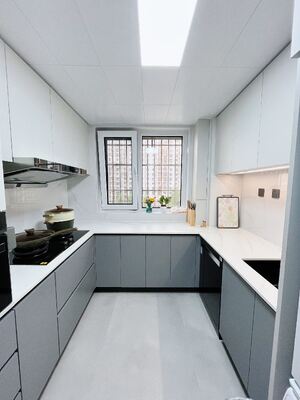 Painted Kitchen Cabinet Set For Effortless Maintenance for Apartment