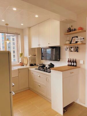 Modern Kitchen Cabinet with Premium Fittings and Custom Materials