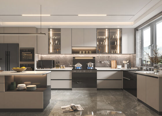 Luxury Modern Melamine Furniture Custom Wood Kitchen Cabinet For Home