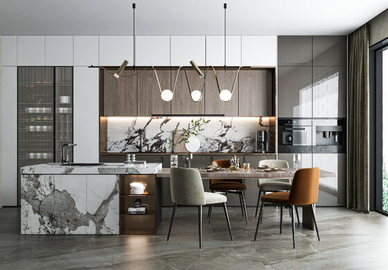 Custom Kitchen Cabinet Modern Modular Built-In Wood Cupboard For Home