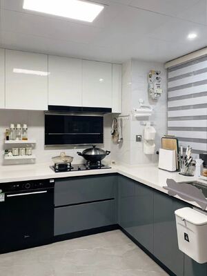 Custom Modular Kitchen Cabinet with Quartz Granite Marble Countertop