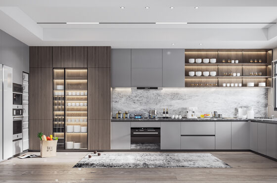 Modern MDF Kitchen Cabinet with High Gloss Lacquer Finish