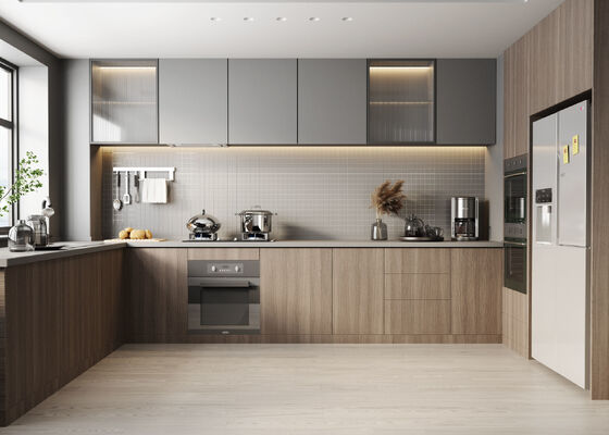 Modular Kitchen Cabinets MDF Plywood Custom Sizes