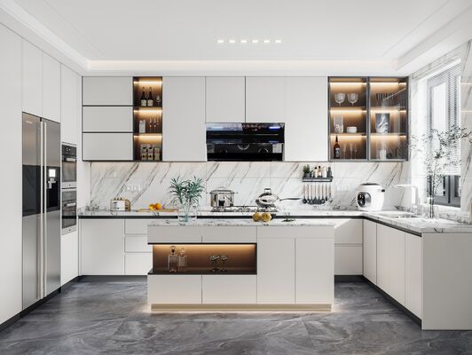 One-Stop Designs Factory Customized Modern High Gloss Kitchen Cabinet Sets