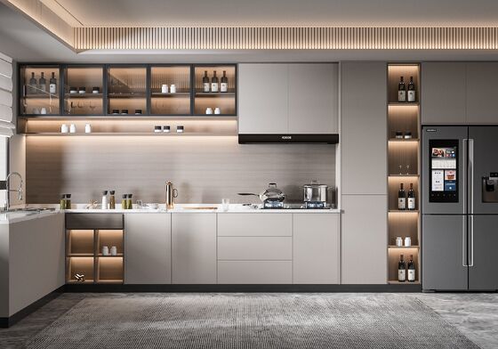 Modular Matt Lacquer Kitchen Cabinet Villa Kitchen With Hanging Island Table