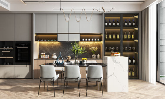 Modern Kitchen Cabinet with Customized Colors and Durable Materials