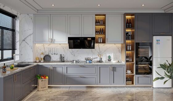 Modern Kitchen Cabinet Set with Pantry - Customizable Colors & Materials