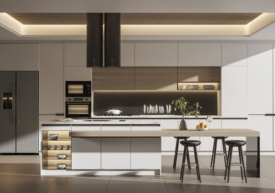 Customizable Waterproof Wood Kitchen Cabinet with Marble Top