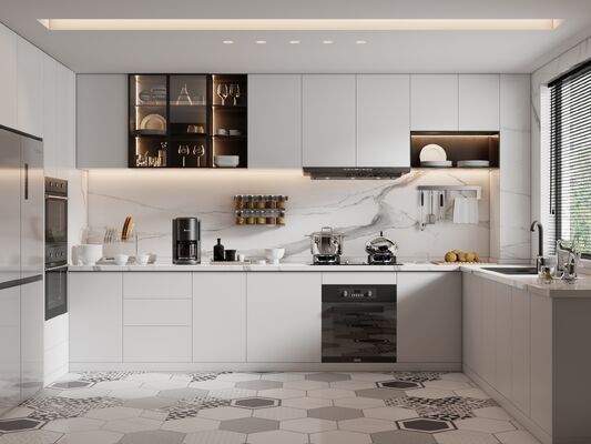 Modular Kitchen Cabinet Set with Sink Faucet and Drawer Basket