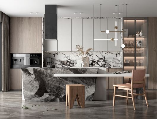 Modular Kitchen Cabinet Set with Sink Faucet and Drawer Basket