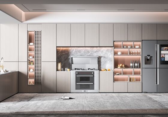 Modern Kitchen Cabinet Set with Sink Faucet and Accessories