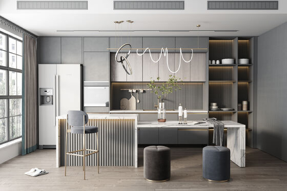 Modern Kitchen Cabinet Set with Sink Faucet and Accessories