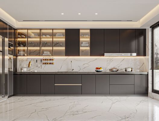 Classical High Gloss Lacquer Kitchen Cabinet with Big Storage