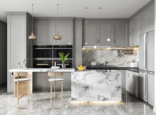 Classical High Gloss Lacquer Kitchen Cabinet with Big Storage