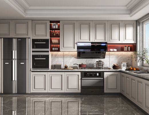 Modern Grey Modular Kitchen Cabinet with Melamine Carcase