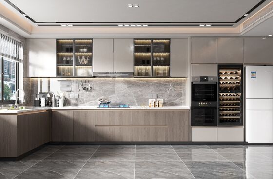 Custom Modern Kitchen Cabinet Dark Matt Lacquer Finish