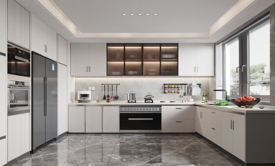 Custom Modern Kitchen Cabinet Dark Matt Lacquer Finish