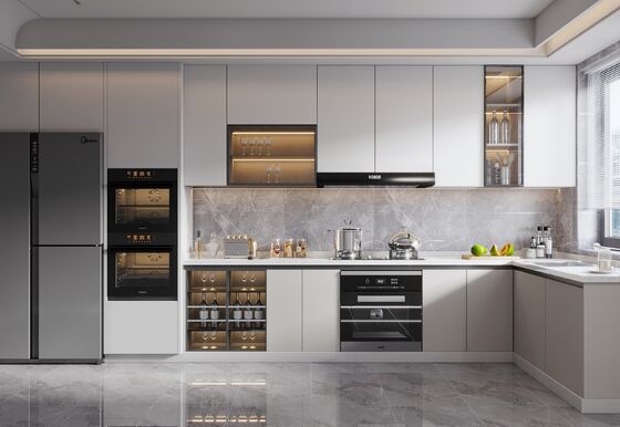Custom Modern Kitchen Cabinet Dark Matt Lacquer Finish