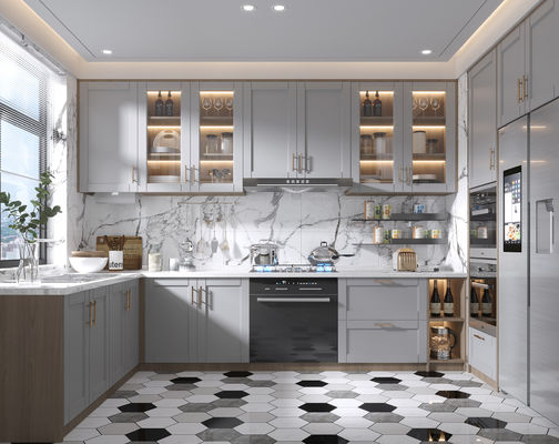 Kitchen Cabinets Luxury Ash Wood Design With Soft-Close Hinges Countertop