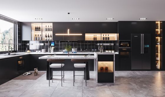 Factory Modular Modern Kitchen Cabinet Design Custom Walnut Kitchen Cabinets