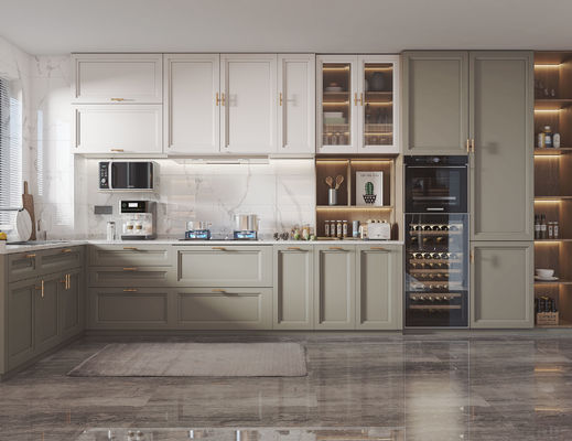 Melamine Kitchen Furniture with Island Design Multifunctional Modern Cabinet