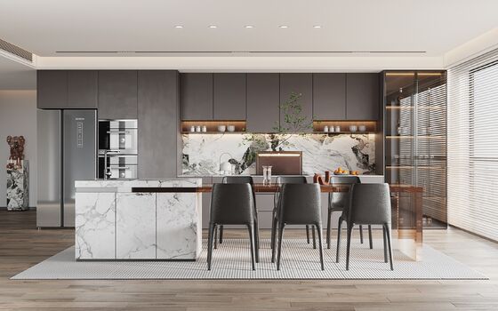Eco-Friendly Apartment Honeycomb Panel Modern Storage Kitchen Cabinets For Villa