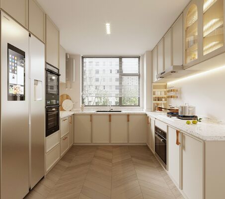 Eco-Friendly Apartment Honeycomb Panel Modern Storage Kitchen Cabinets For Villa