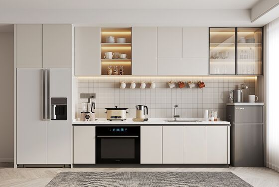 Cupboard Set Wooden Storage Cabinet White Oak Kitchen Cabinets with Handles