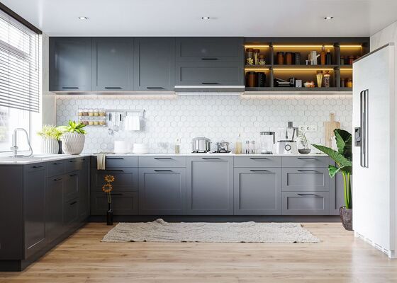 Wooden Kitchen Cabinet MDF Cupboard Island Storage Cabinet For Apartment