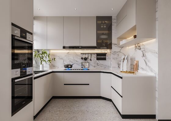 Wooden Kitchen Cabinet MDF Cupboard Island Storage Cabinet For Apartment