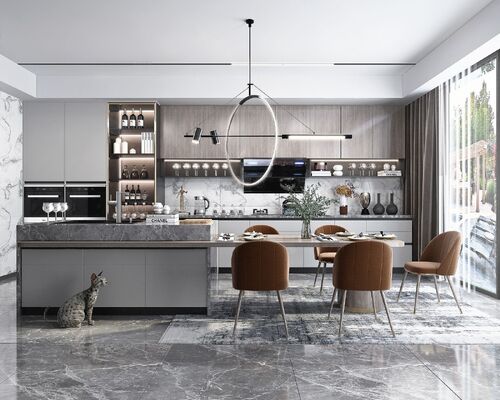 Wooden Kitchen Cabinet MDF Cupboard Island Storage Cabinet For Apartment
