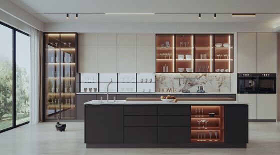 Hotel Project Modular Shaker Design Furniture Island Pantry Kitchen Cabinet Unit