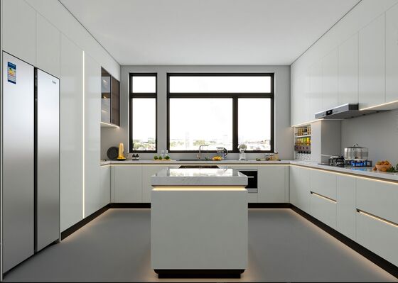 Minimalist Flat-Panel Melamine Board Kitchen Cabinet Set, Base & Wall Cabinets