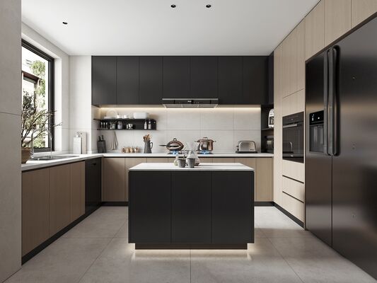 Modular Wooden Kitchen Cabinet With Plywood Mall Sink Storage For Apartment Use