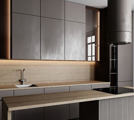 Modular Wooden Kitchen Cabinet With Plywood Mall Sink Storage For Apartment Use