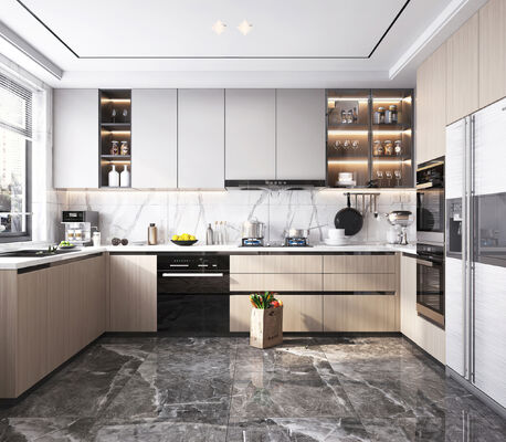 Modern Minimalist Pure White Melamine Kitchen Cabinet Set Particle Board Upper