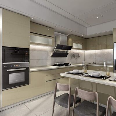Quality Wood Modular Mdf Slab Modern Kitchen Cabinets 18mm For Kitchen Off White factory
