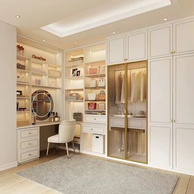Quality Customized Walk In Wardrobe Units Small Closet Melamine Wood factory