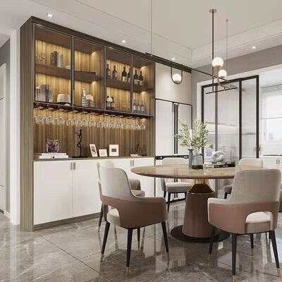 Quality MDF Dining Room Cupboard wall cabinets Rectangular Upholstered Chairs factory